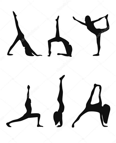 Yoga Poses Black Silhouettes Set — Stock Vector © Mogil 148409055