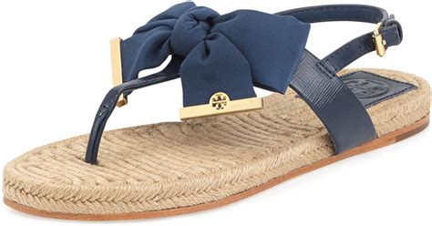 Lyst Tory Burch Penny Flat Bow Espadrille Thong Sandals Newport Navy