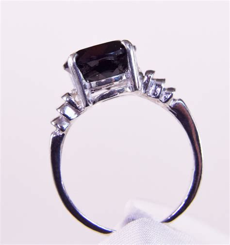 Black Spinel Ring Black Engagement Ring Genuine Gemstone Etsy