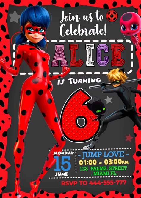 Free Printable Miraculous Ladybug Invitation Template 2023 Calendar