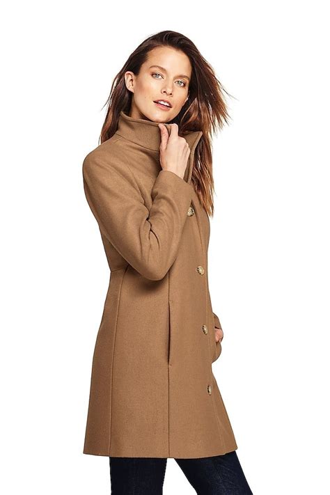 Womens Fit And Flare Long Wool Coat From Lands End Long Wool Coat