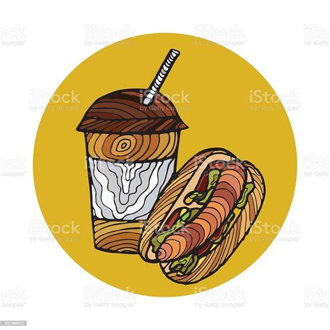 Handdrawn Illustration Of Fast Food Snacks Vector Menu Coff Stock