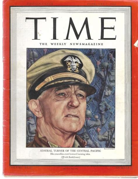 Time Magazine Admiral Turner Of The Central Pacific February 7 1944 Ebay