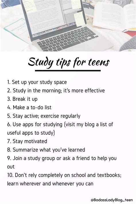 Study Tips For Teens | Study tips, Study apps, Study