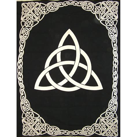 Celtic Trinity Knot Tapestry Heavy Cotton Spread 98 X 70 Twin Black