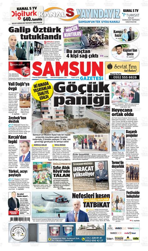01 Haziran 2022 tarihli Samsun Gazete Manşetleri