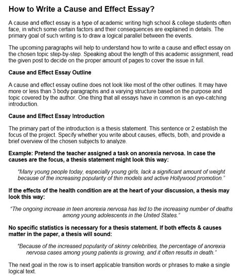Strong conclusion examples pave the way for the perfect paper ending. Cause And Effect Essay Outline Structure - Writing a Cause ...