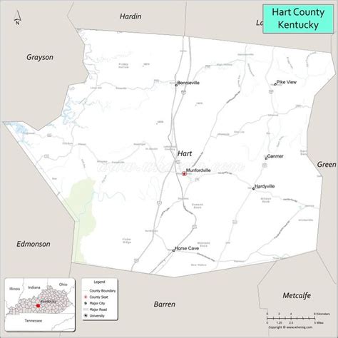 A Map Showing The Location Of Hart County Kentucky