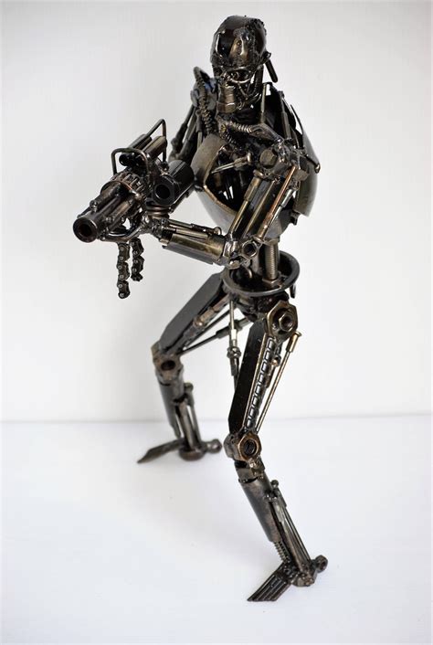 Terminator Metal Sculpture Skull Man Model Recycled Handmade Etsy Uk