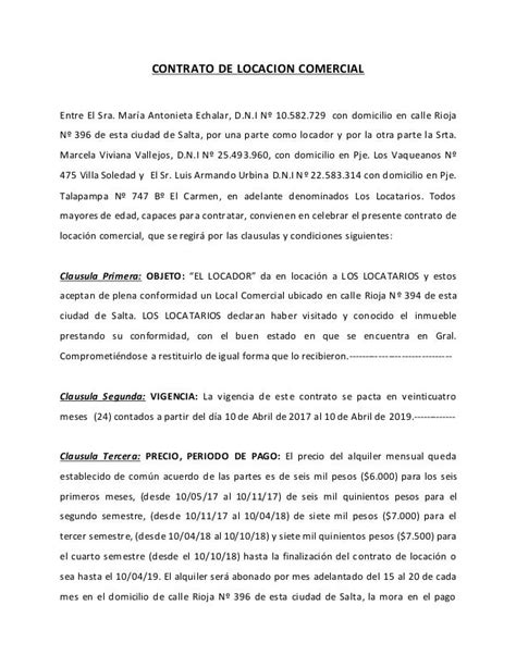 Contrato De Locacion Comercial