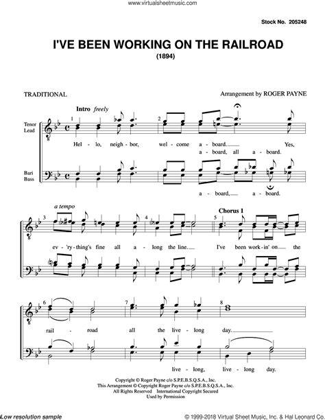 I Ve Been Working On The Railroad Arr Roger Payne Sheet Music For Choir Ttbb Tenor Bass