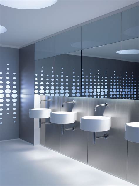 Material, mounting style, and layout. Pin De C Brewster En Commercial Restroom Design Toilet Bathroom | Iluminación interior, Baños ...