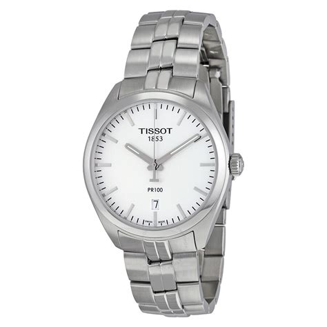 Tissot Pr100 Silver Dial Stainless Steel Mens Watch T1014101103100