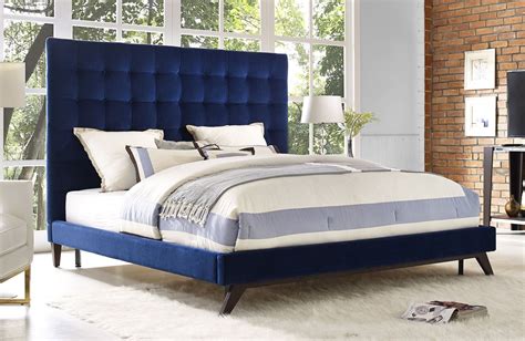 Eden Navy Velvet King Platform Bed From Tov Coleman Furniture