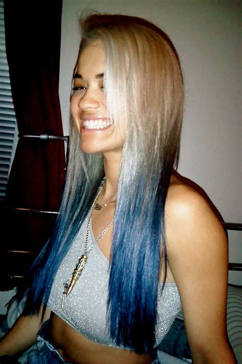 Love the color fullness and it's something unique. Rita Ora Straight Blue, Platinum Blonde Dip Dyed, Flat ...