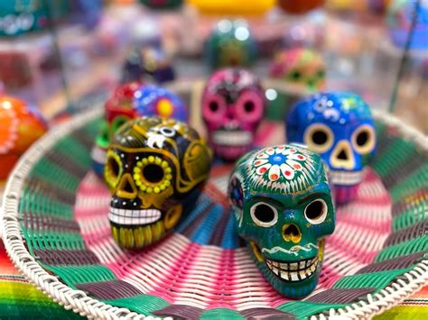 Premium Photo Colorful Ceramic Skulls Day Of The Dead Concept