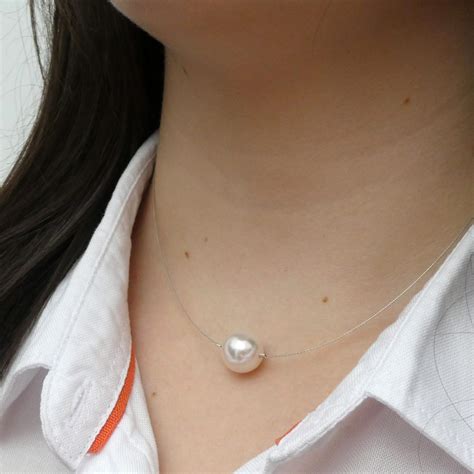 Single Floating Pearl Necklace Pearl Jewellery Biba And Rose