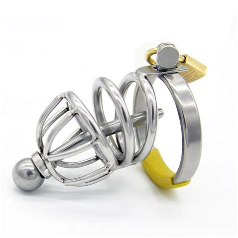New Stainless Steel Male Chastity Device With Catheter Cock Cage