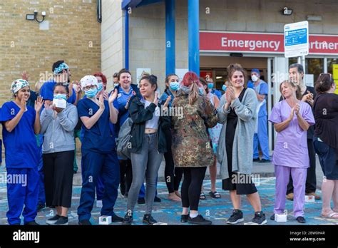 southend on sea uk 28th may 2020 nurses doctors and nhs front line workers at the entrance