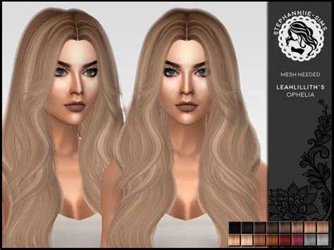The Sims Resource Leahlillith`s Ophelia Hair Retextured By Stephanniie