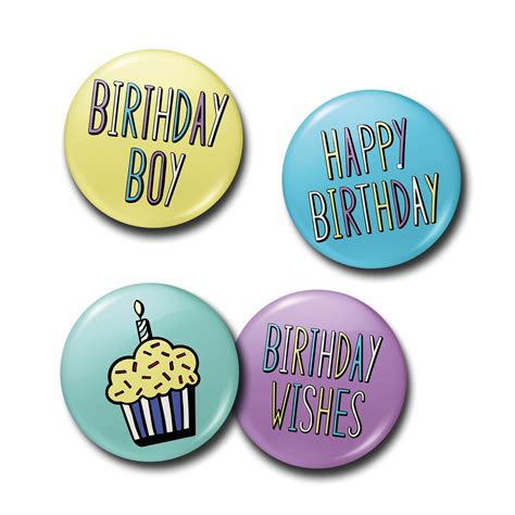 Happy Birthday Button Badge Set Made In Jersey