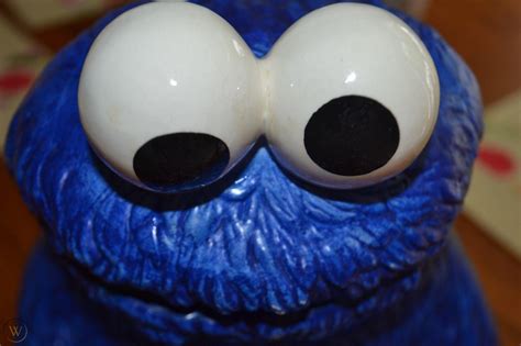 Vintage Cookie Monster Cookie Jar Muppets Inc 970 Brown Cookies Sign