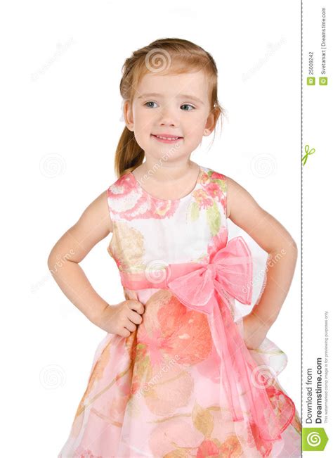 Portrait Of Cute Little Girl In Princess Dress Stock
