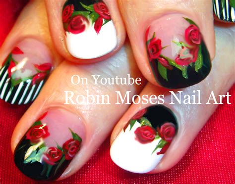 Robin Moses Nail Art Rosegold Nails How To Paint Roses Nail Art