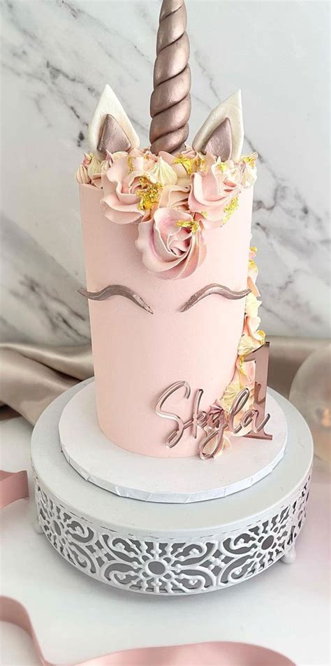 Cute Unicorn Cake Designs Pink And Rose Gold For 1st Birthday