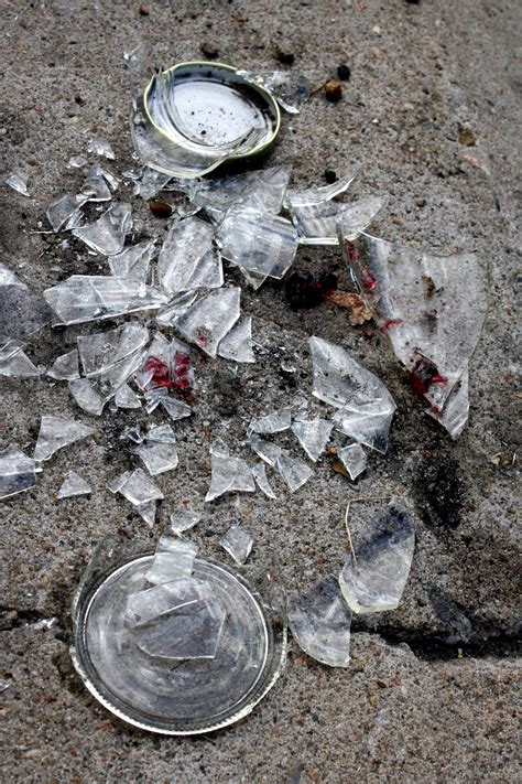 Broken Glass Jar on Sidewalk Picture | Free Photograph ...