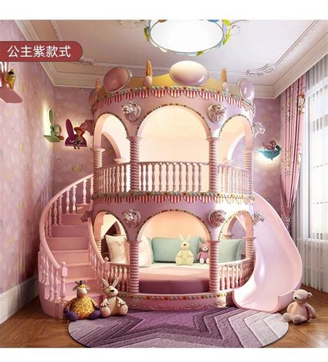 Princess Girl Slide Children Bed Lovely Single Pink Castle Bed Girls