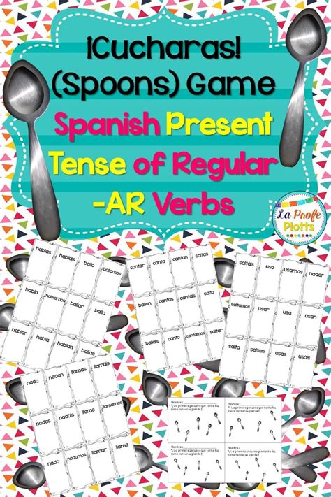 Master all spanish verbs in the shortest time possible, or practice specific tenses that need work. ¡Cucharas! Spoons Game for Present Tense of Regular -AR ...