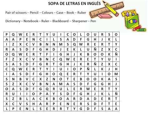 Sopa De Letras En Inglés Periódico Escolar Platero Y Yo