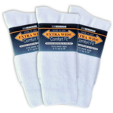Extra Wide Sock Extra Wide Comfort Fit Athletic Crew Mid Calf Socks For Men White Size 8