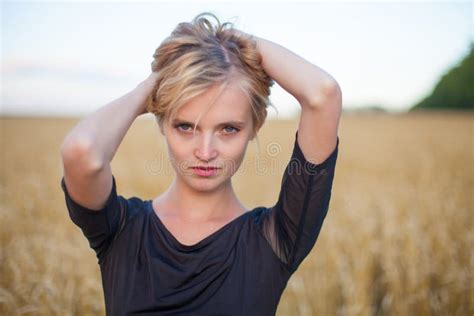 Woman In Wheat Field Stock Photo Image Of View Wheat 46035946