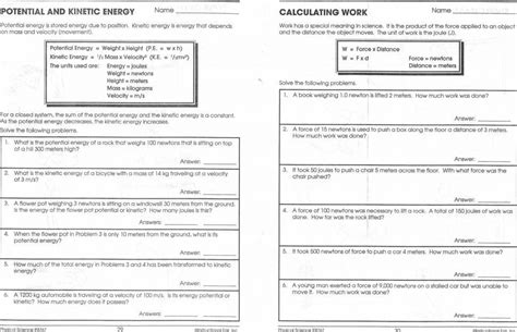 Kinetic And Potential Energy Worksheet Answer Key