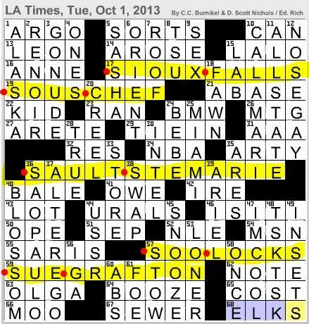 L A Times Crossword Corner Tuesday October C C Burnikel And