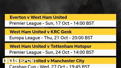 Whats Left For West Ham In October Bbc Sport