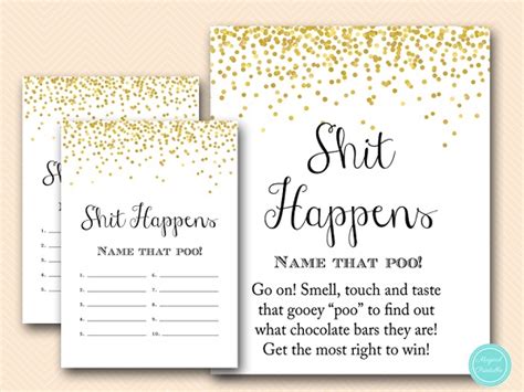 Changing poopy diapers is not an easy task, and to sniff one, completely atrocious! Shit happens baby shower game | Printabell • Express