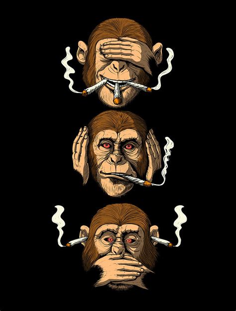 Stoned Three Wise Monkey Digital Art By Nikolay Todorov Pixels