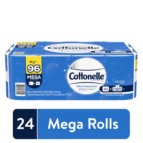 Cottonelle Ultra Cleancare Toilet Paper 24 Mega Rolls 96 Regular