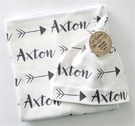 Personalized Swaddle Blanket For Baby Boy Organic Cotton