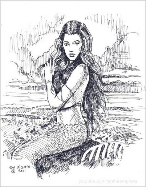 Mermaid Sketch By Jantheempress On Deviantart Mermaid Sketch Mermaid
