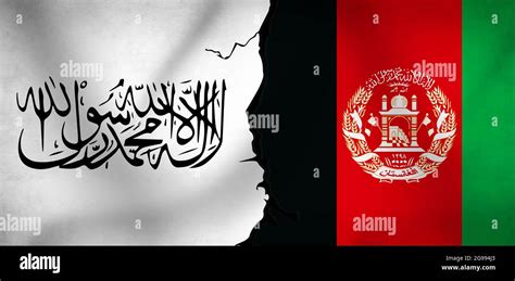 Afghanistan Gegen Die Taliban In Konflikt Representation Mit Flaggen