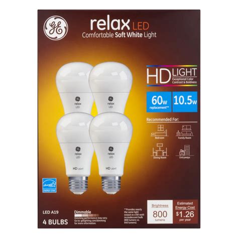 Save On Ge Relax Led Hd Light Bulbs Soft White Dimmable 60w Replacement