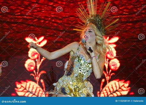 Olya Polyakova Ukrainian Pop Singer Celebrity On A Stage During Her