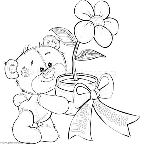 Teddy bear and balloons coloring page : Free download Teddy Bear and Flower Coloring Pages # ...