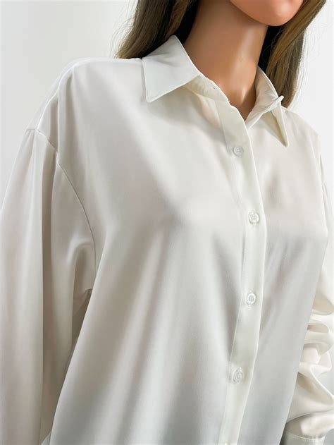 silk satin blouse vintage soft white shirts long sleeve tops etsy