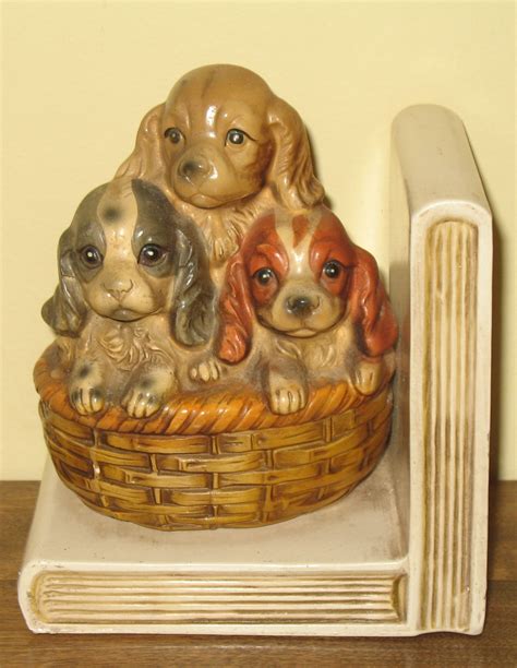 Lovely Vintage Bookend Figures Dogs King Charles Cavalier Spaniel