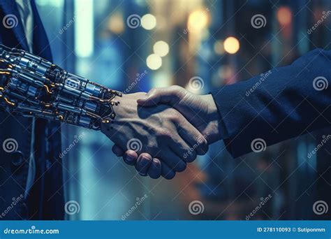 Robot Handshake With Businessman With Ai Generated Stock Illustration